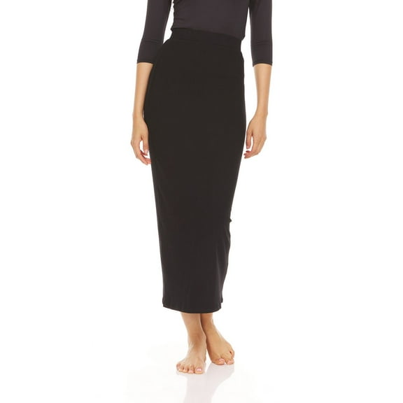 Ribbed Maxi Skirt For Women By BGDK- Bodycon Pencil Skirt With Elastic Waist- Comfortable Straight Stretchy Below The Knee Skirt - High Waist Fitted Skirt For Work, Office, Business, Church Black