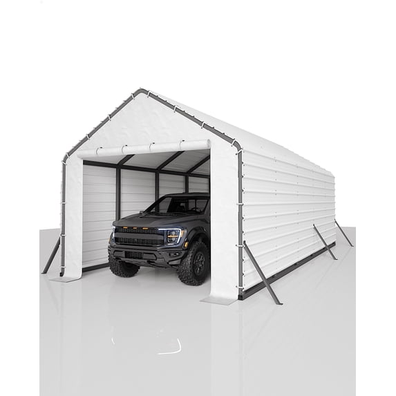 Ribbed Metal Roofing Panels 16 Pcs, 64.17'' x 19.68'' Galvanized Steel Sheets, 27 Ga. Corrugated Tin Roof Panels Roofing Sheets, Heavy Duty Replacement Cover for Carport, Gazebo, Creamy