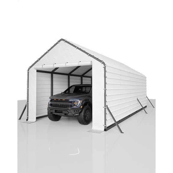 Ribbed Metal Roofing Panels 16 Pcs, 64.17'' x 19.68'' Galvanized Steel Sheets, 27 Ga. Corrugated Tin Roof Panels Roofing Sheets, Heavy Duty Replacement Cover for Carport, Gazebo, Creamy