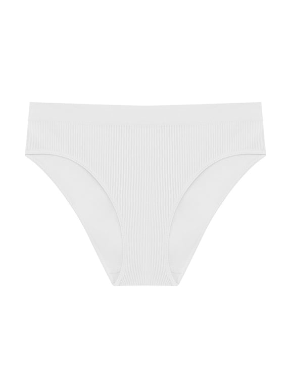 Ribbed Mid Waist Briefs Womens Soft Stretchy Sports Yoga Everyday Bikini Panties White Butt Lifting Underwear for Women L