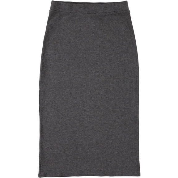 Ribbed Midi Skirt For Women By BGDK- Bodycon Pencil Skirt With Elastic Waist- Comfortable Stretchy Below The Knee Skirt - High Waist Fitted Skirt For Work, Office, Business, Church heather x small