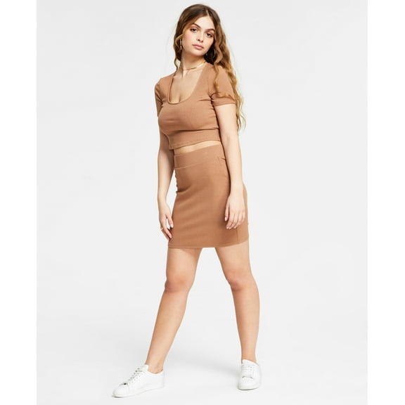Ribbed Mini Skirt Library Oak L