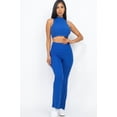 thumbnail image 1 of Ribbed Mock Neck Crop Tank Top & Bootcut Pants Set, 1 of 2