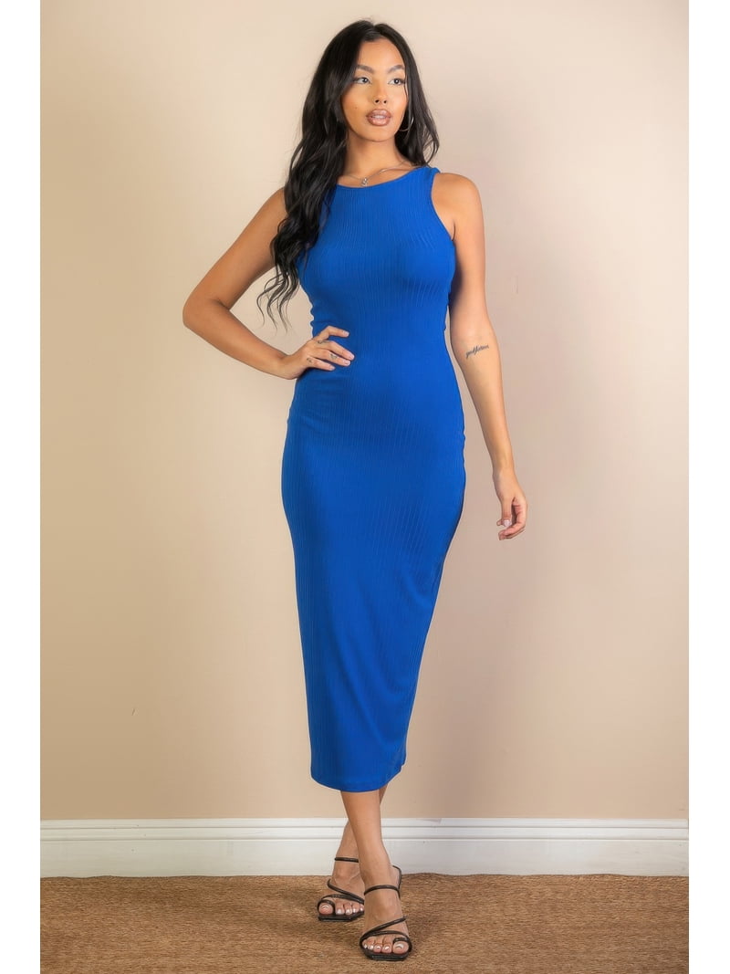 open lace back dress Mocha Ribbed Spaghetti Strap Sleeveless Open Back Midi Dress