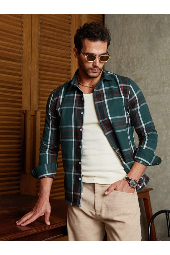 Ribbed-Plaid Relaxed Shirt