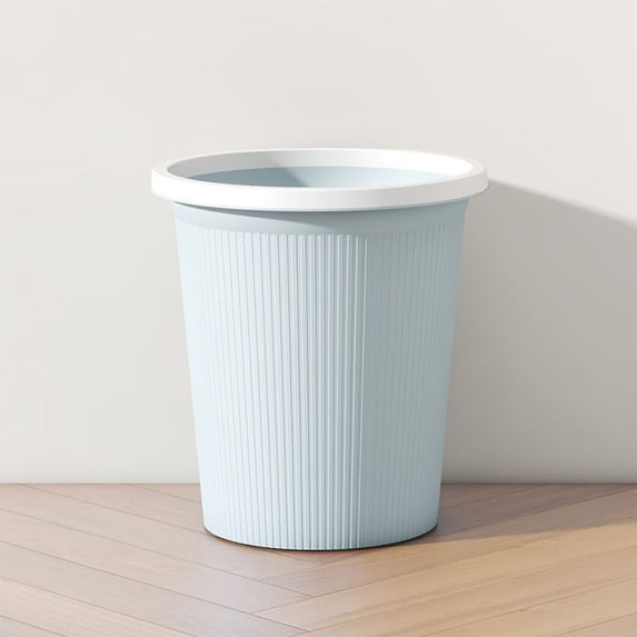 Ribbed Plastic Wastebasket - Compact Round Trash Can For Bathroom Office Bedroom (3 Sizes)