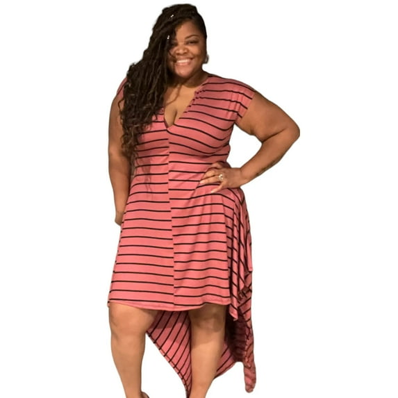 Ribbed Plus Size Hi Low Maxi Dress