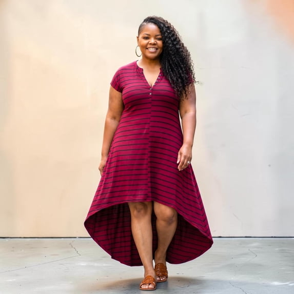 Ribbed Plus Size Hi Low Maxi Dress