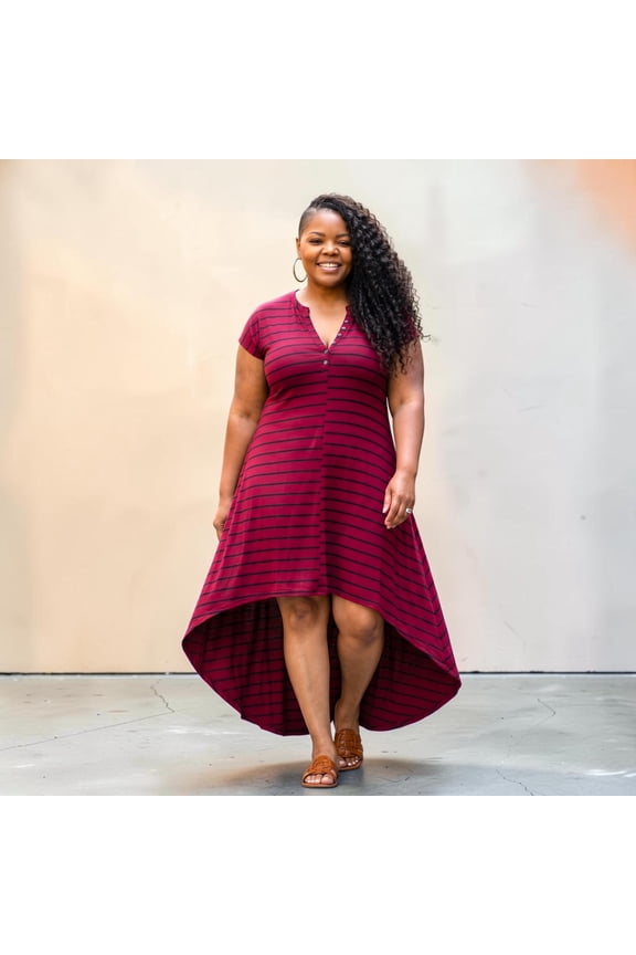 Ribbed Plus Size Hi Low Maxi Dress