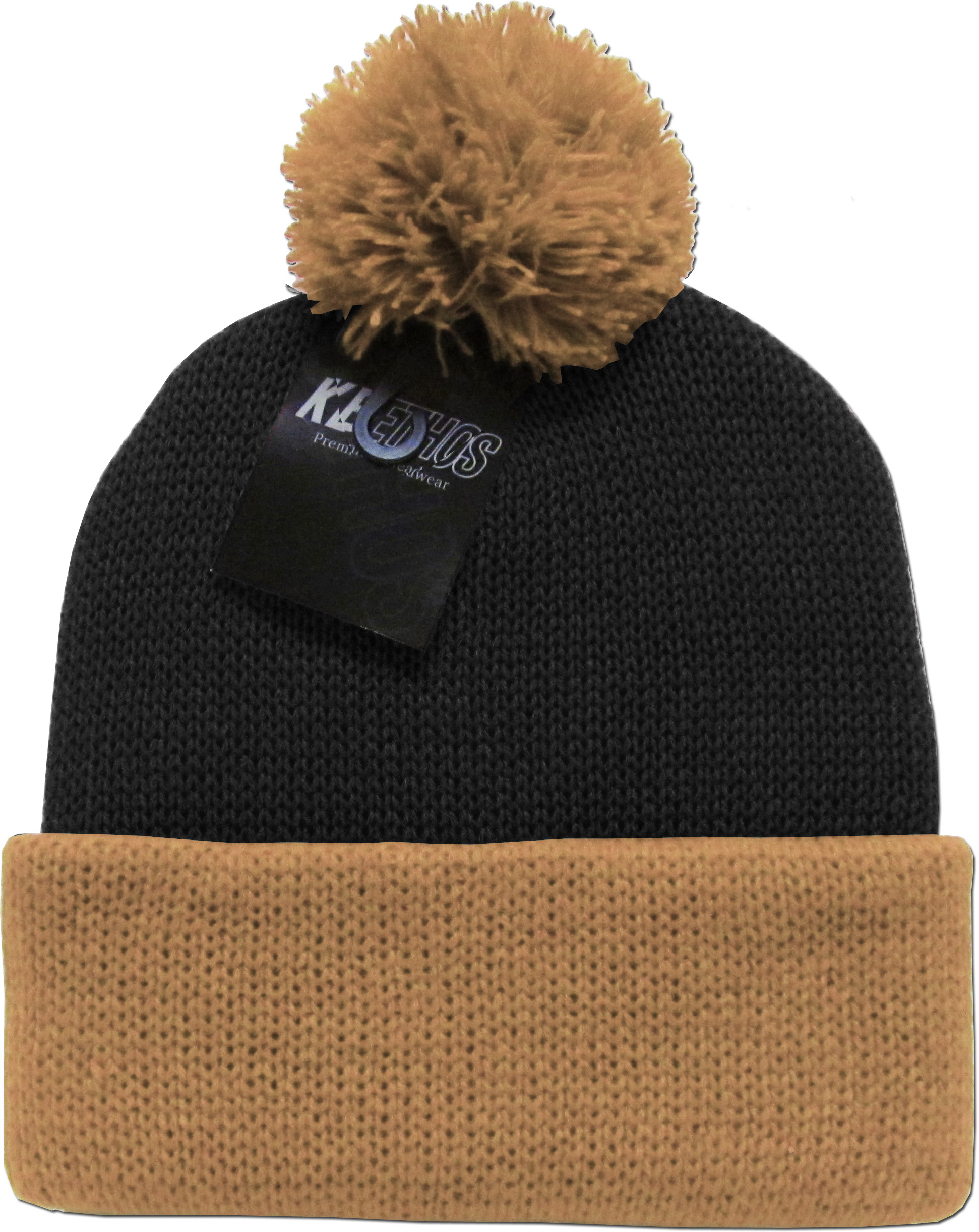 Ribbed Pom Pom Beanie Thick Warm Winter Hat Cuffed Ski Cap  display picture 2
