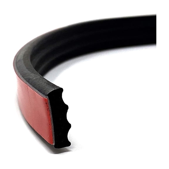 Ribbed Rectangle EPDM Foam Rubber Seal Weather Stripping, 25' Length