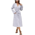 thumbnail image 1 of Ribbed Robes for Women Super Soft Cozy Fleece Womens Sweater Robe Plush Long Kimono Bathrobe Warm House Coat, 1 of 8
