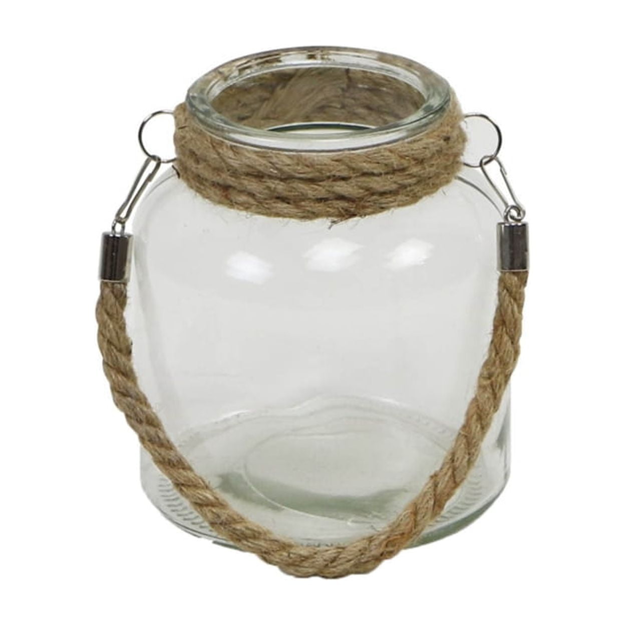 Ribbed Round Jar With Rope Wrapped Neck - 5.5