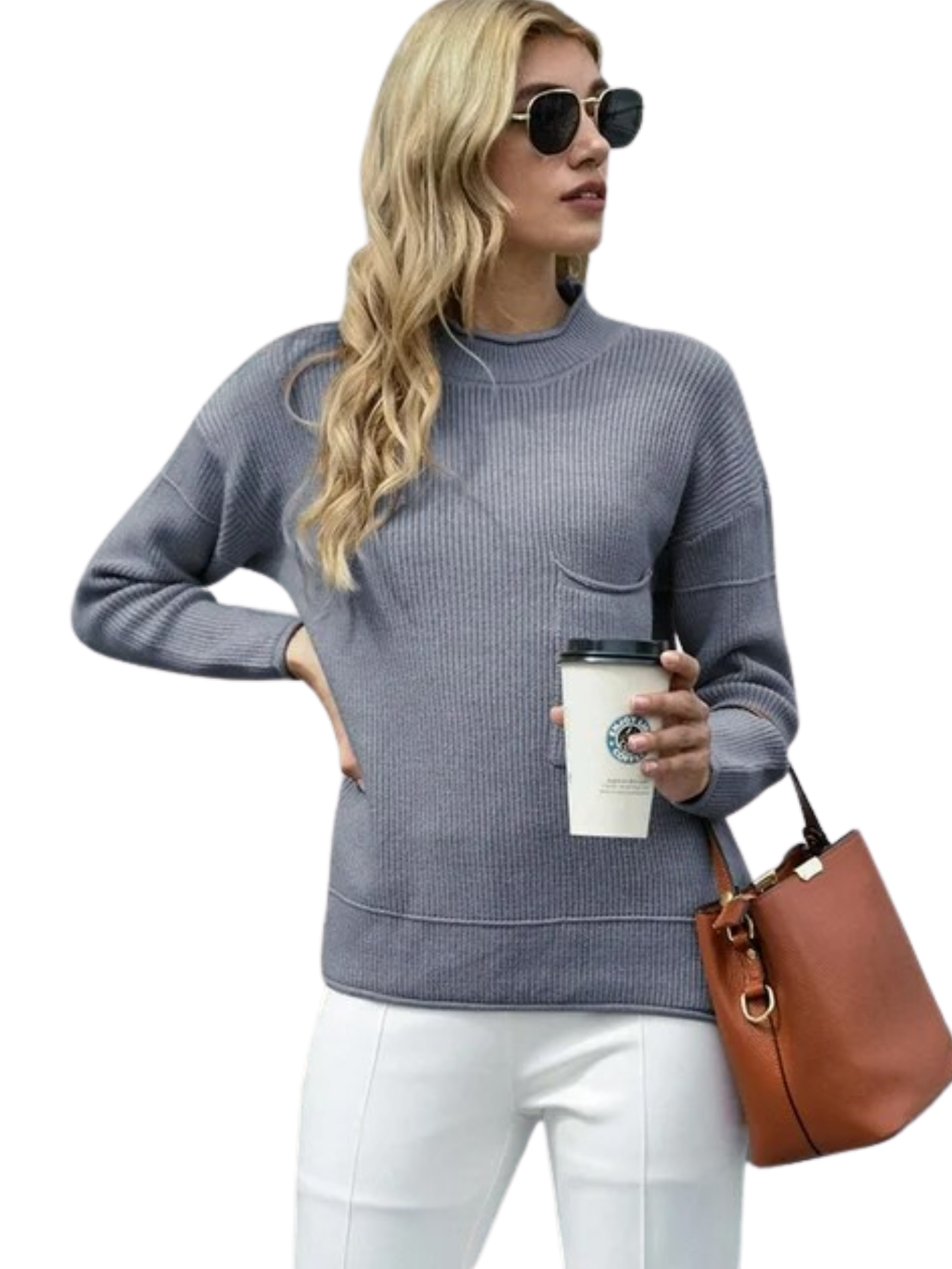 Round Neck Dropped Shoulder Sweater