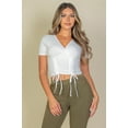 thumbnail image 1 of Ribbed Ruched Drawstring Surplice Top, 1 of 2