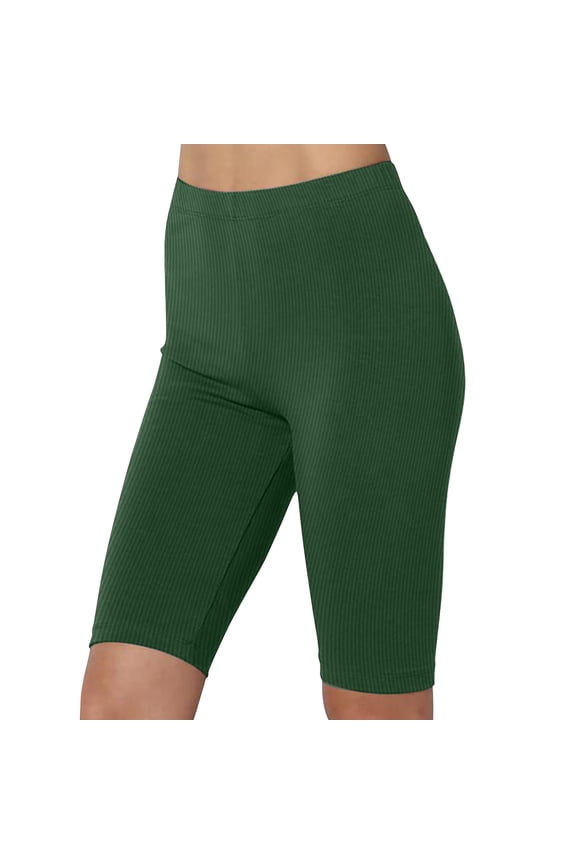 Ribbed Seamless Biker Shorts for Women - 8" High Waisted Tummy Control Butt Lifting Athletic Workout Gym Yoga Shorts