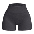 thumbnail image 1 of Ribbed Seamless High Waist Workout Biker Shorts, Tummy Control Gym Shorts, 1 of 6
