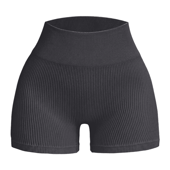 Ribbed Seamless High Waist Workout Biker Shorts, Tummy Control Gym Shorts