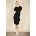 thumbnail image 1 of Ribbed Short Sleeve Bodycon Midi Dress, 1 of 9