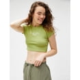 thumbnail image 1 of Ribbed Short Sleeve Crew Neck Crop T-Shirt, 1 of 1