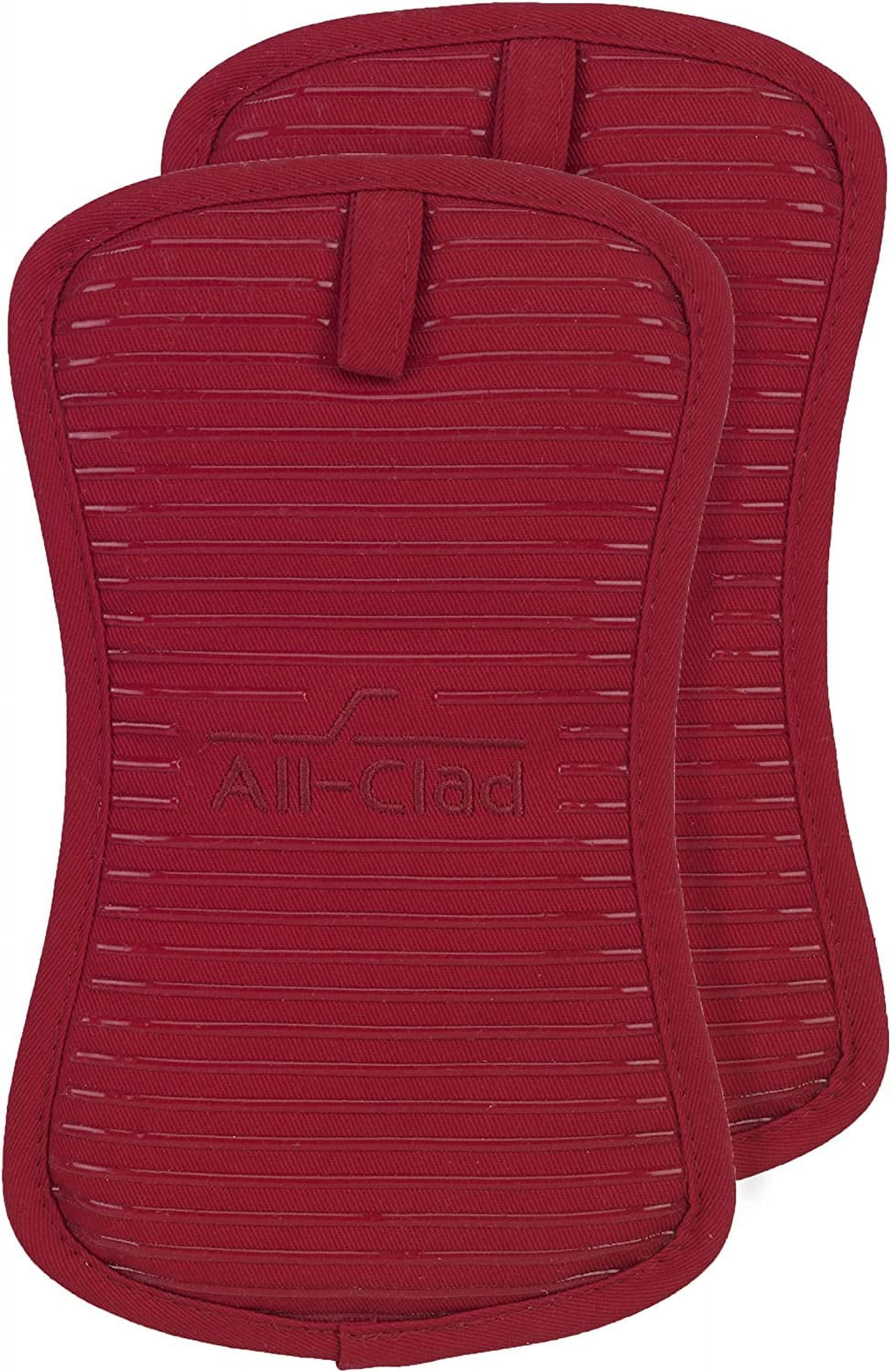 Chili Red Silicone Cotton Twill Pot Holder Set