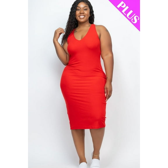 Ribbed Sleeveless Bodycon Dress in Plus Size