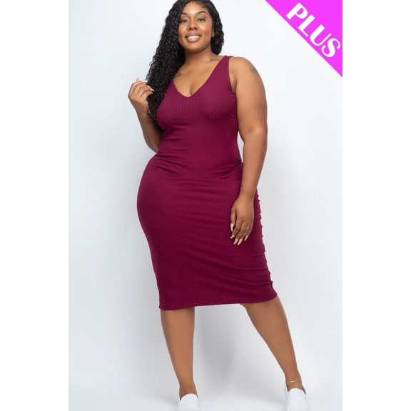 Ribbed Sleeveless Bodycon Dress in Plus Size
