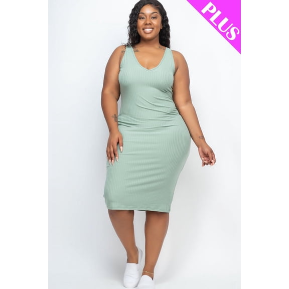 Ribbed Sleeveless Bodycon Dress in Plus Size