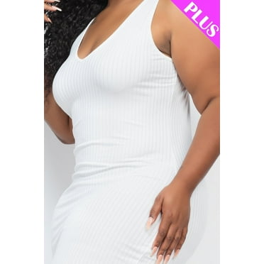 Ribbed Sleeveless Bodycon Dress in Plus Size