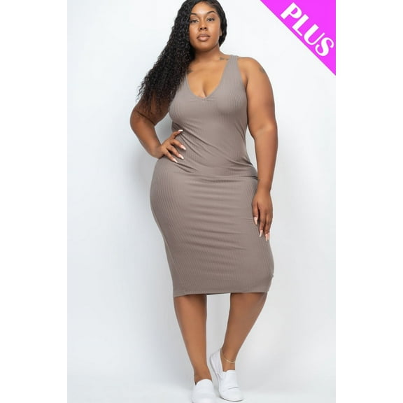 Ribbed Sleeveless Bodycon Dress in Plus Size