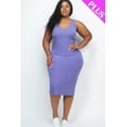 thumbnail image 1 of Ribbed Sleeveless Bodycon Dress in Plus Size, 1 of 9