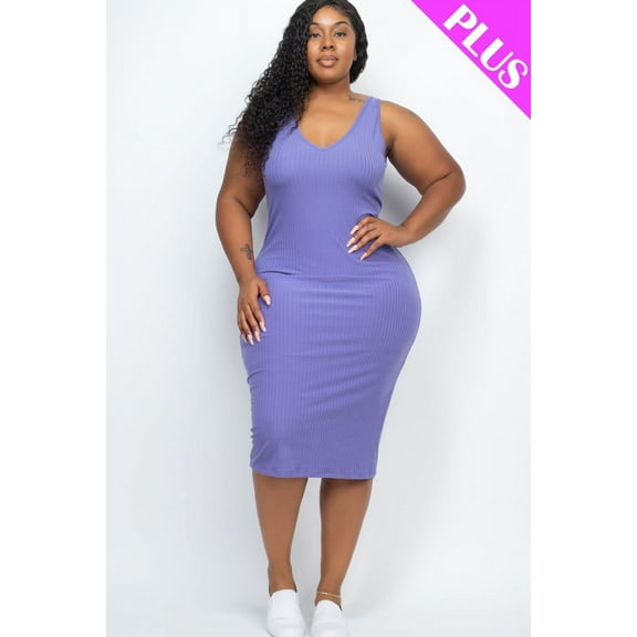 Ribbed Sleeveless Bodycon Dress in Plus Size