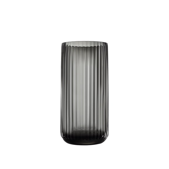 Ribbed Small Grey Glass Flower Vase for Dinning Table Decor