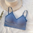 thumbnail image 1 of Ribbed Sports Bras for Women Wireless Padded Seamless Bralette Soft Comfy Cami Bra for Yoga Sleep Blue Free Size, 1 of 3