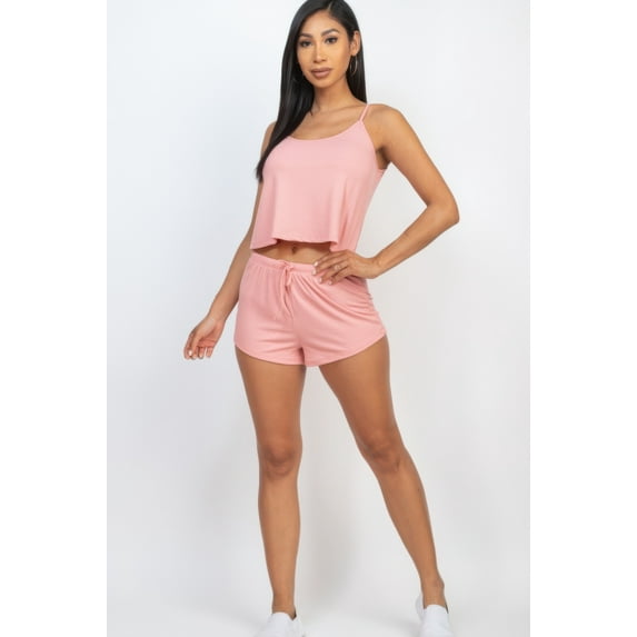 Ribbed Strappy Top & Shorts Set