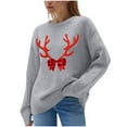 thumbnail image 1 of Ribbed Sweaters for Women Christmas Elk Cardigan Long Sleeve Crew Neck Cardigans Warm Knit Pullover Tops Loose Casual Sweatshirts Basic Winter Outfits, 1 of 8