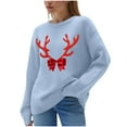 thumbnail image 1 of Ribbed Sweaters for Women Christmas Elk Cardigan Long Sleeve Crew Neck Cardigans Warm Knit Pullover Tops Loose Casual Sweatshirts Basic Winter Outfits, 1 of 8