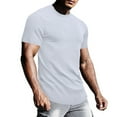thumbnail image 1 of Ribbed T Shirts for Men Crewneck Short Sleeve Casual Slim Pullover Tops Basic Solid Stretchy Comfort Athletic Workout Tees T-Shirts, 1 of 8