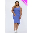 thumbnail image 1 of Ribbed Tank Dress with Side Slits, tailored for plus sizes, 1 of 10
