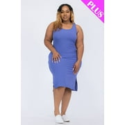 CAPELLA APPAREL Ribbed Tank Dress with Side Slits, tailored for plus sizes
