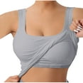 thumbnail image 1 of Ribbed Tank Top with Built in Bra for Women Basic Padded Camisole Scoop Neck Tank Top Plain Wide Strap Undershirts Summer Cami Top Sleeveless Home Vests for Yoga Sports, 1 of 7