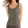 thumbnail image 1 of Ribbed Tank Tops for Women Built in Bra High Neck Racerback Shelf Bra Summer Camisole Yoga Shirts Sleeveless Undershirt Army Green Size M, 1 of 7
