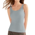 thumbnail image 1 of Ribbed Tank Tops for Women Built in Bra High Neck Racerback Shelf Bra Summer Camisole Yoga Shirts Sleeveless Undershirt Light Gray Size L, 1 of 7
