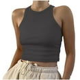 thumbnail image 1 of Ribbed Tank Tops for Women Crewneck Sleeveless Racerback Tank Tops Slimming Summer Casual Cropped Shirts( Dark Gray, L ), 1 of 6