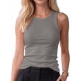 thumbnail image 1 of Ribbed Tank Tops for Women, High Neck Sleeveless Racerback, Slim Fit Long Basic Knit Casual Layering Shirts, 1 of 5
