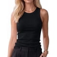 thumbnail image 1 of Ribbed Tank Tops for Women, High Neck Sleeveless Racerback, Slim Fit Long Basic Knit Casual Layering Shirts, 1 of 6