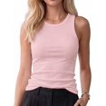 thumbnail image 1 of Ribbed Tank Tops for Women, High Neck Sleeveless Racerback, Slim Fit Long Basic Knit Casual Layering Shirts, 1 of 6