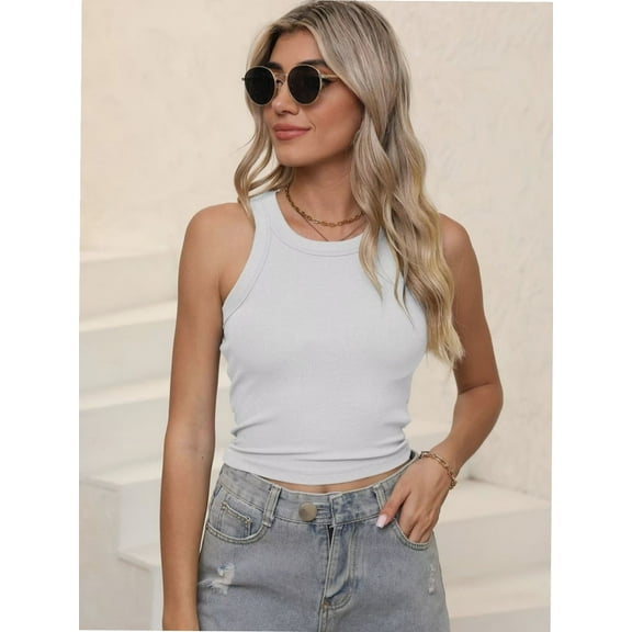 Ribbed Tank Tops for Women, Slim Knit Basic Summer Tops for Women Going Out Tops