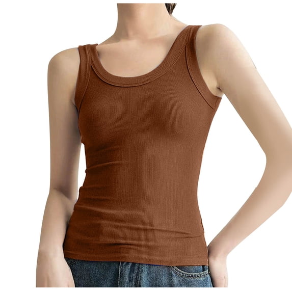 Ribbed Tank Tops for Women Summer Slim and Comfortable Small Size Round Neck Sleeveless Cropped Top