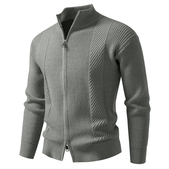 Ribbed Textured Knit Sweater Coat Stand Collar Long Sleeve Warm Outerwear For Autumn Winter Season Comfortable Soft Fabric Men Casual Dress Sweater Long Sleeve Hoodie Mens Long Hooded Sweatshirt